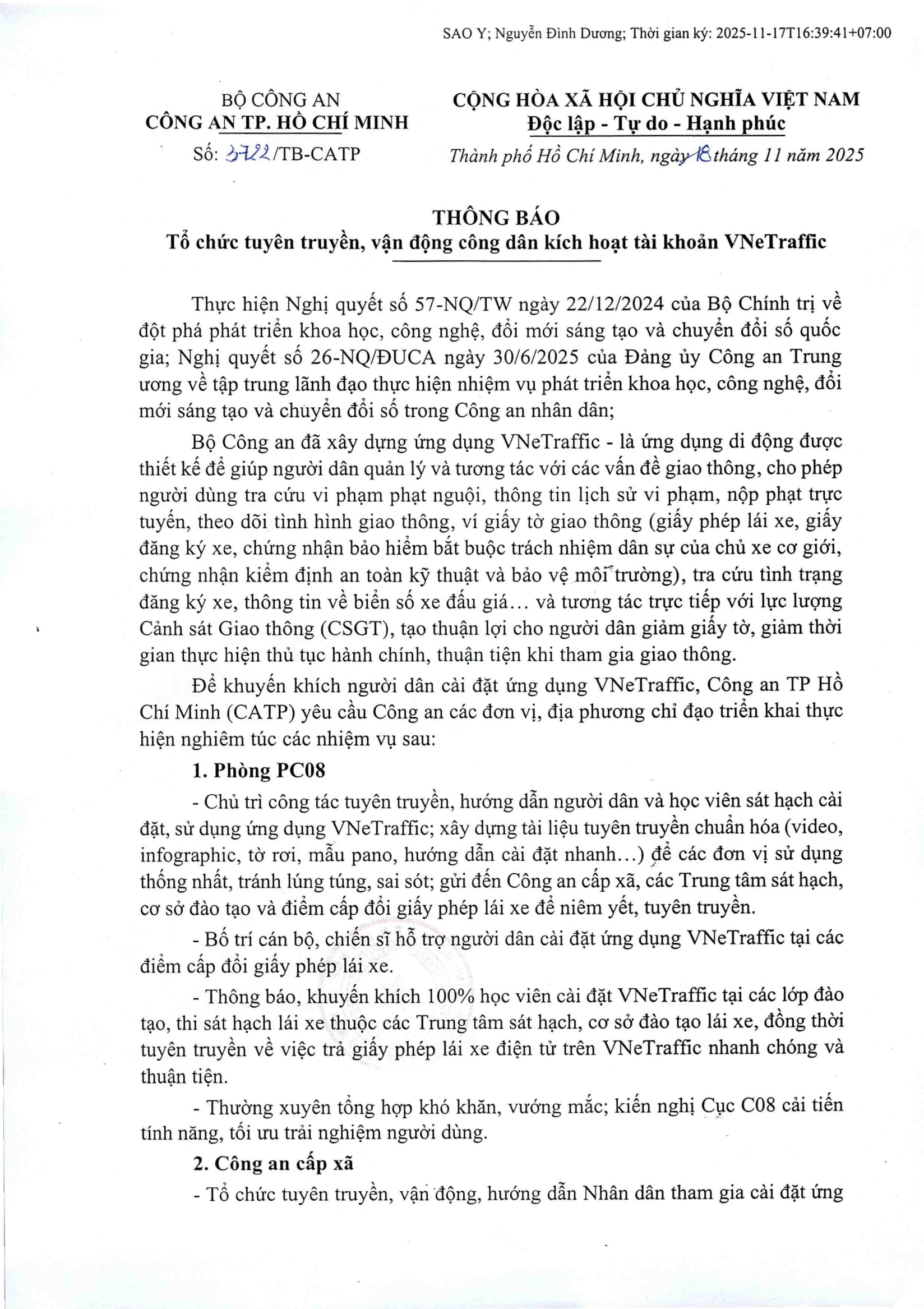 KHUYẾN KHÍCH HỌC VIÊN: NÊN CÀI APP “VNeTraffic” TRƯỚC KHI THI SÁT HẠCH 9 3722 TB CATP TUYEN TRUYEN CAI DAT VNeTRAFFIC 0001 1